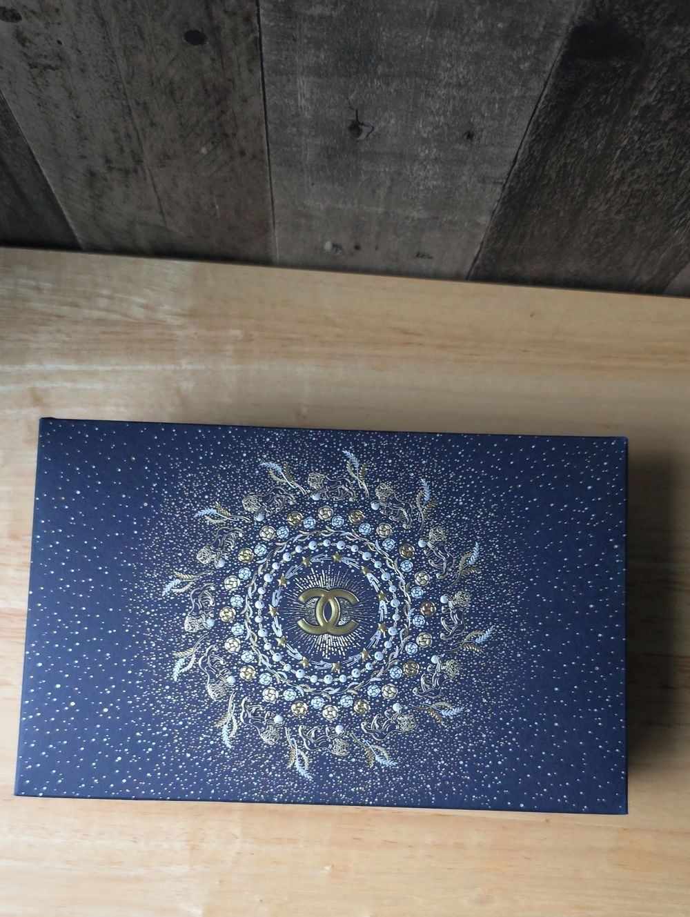 CHANEL Navy and Gold Decorative Keepsake Box with Medallion Motif